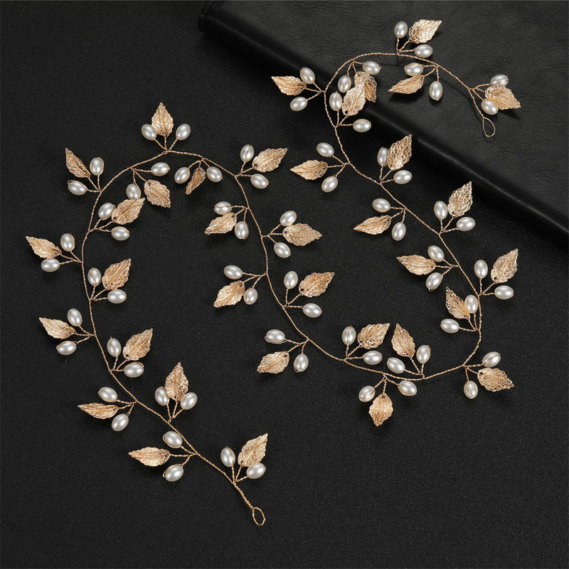 Kuldsed/hõbedased juuksepaelad kett Tiaras Pärlilehekujuline peakate Pruudipeo peakate Mood Pulmad Juuste Aksessuaarid Ehted