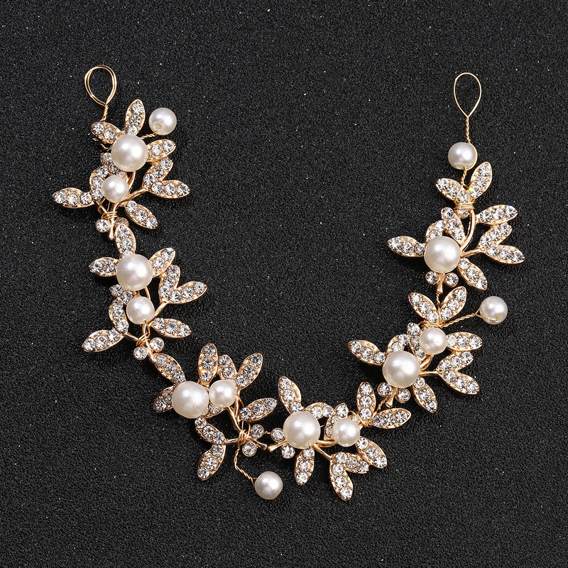 Vestuvinė Boho galvos juostelė moterims ir merginoms Rankų darbo perlų ir lapų nuotakos galvos apdangalas plaukams vines klipų priedai BN