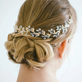 Bead Juuksepael Tiaras Pulmajuuste aksessuaarid Lehed Kuldne kett Peapael Juukserõngas Võlu Daamipeo Kroon Pruudi Juukseehted