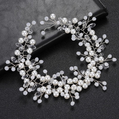 Pulmapeapael Pruudikroon naistele Mood tiaarad ja peakatted Helmed Pärlijuuksepael Elegantne kristalljuukseehted