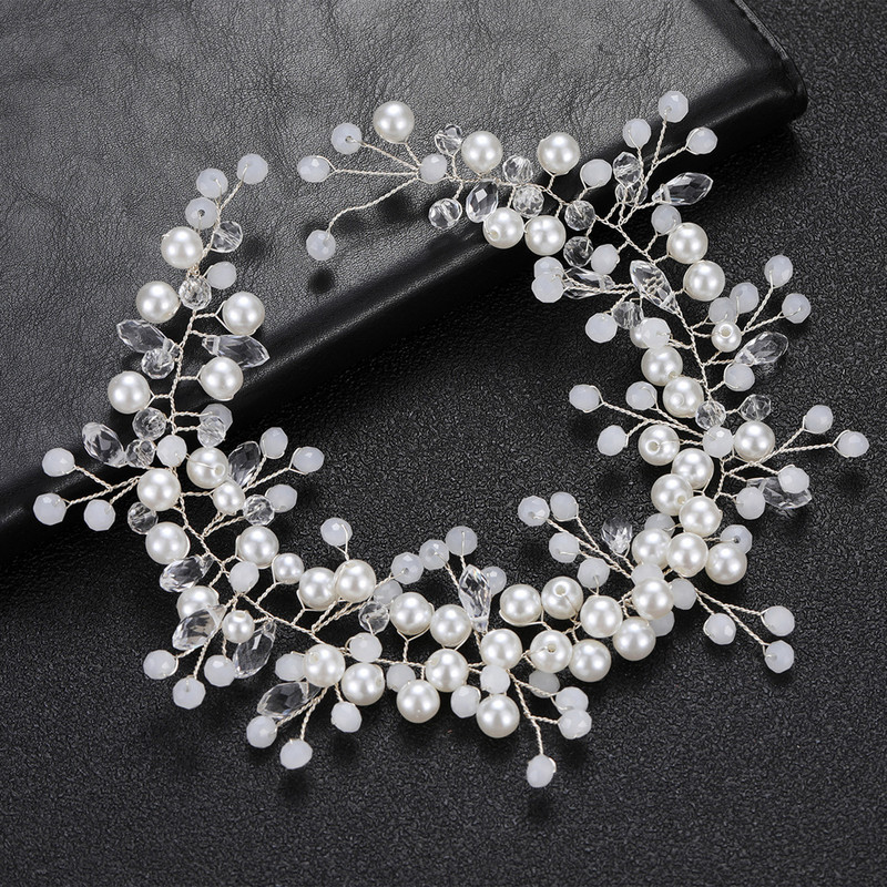 Pulmapeapael Pruudikroon naistele Mood tiaarad ja peakatted Helmed Pärlijuuksepael Elegantne kristalljuukseehted