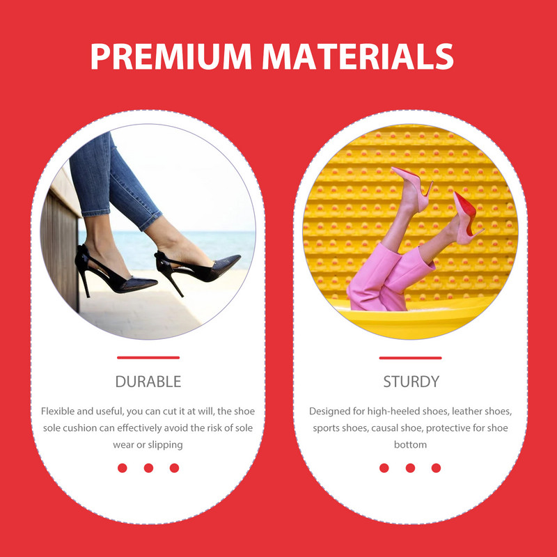 3 ζευγάρια μαξιλαράκια λαβής στο κάτω μέρος παπουτσιών Αντιολισθητικά μαξιλαράκια σόλας παπουτσιών Μείωση θορύβου σόλας (κόκκινο)