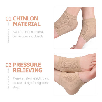 2 ζεύγη κάλτσες φτέρνας Προστατευτικό ποδιών επαναχρησιμοποιούμενες κάλτσες Επιδιόρθωση σκασίματος Αποφυγή τζελ Πλενόμενο μανίκι Καλύμματα μανικιών Miss