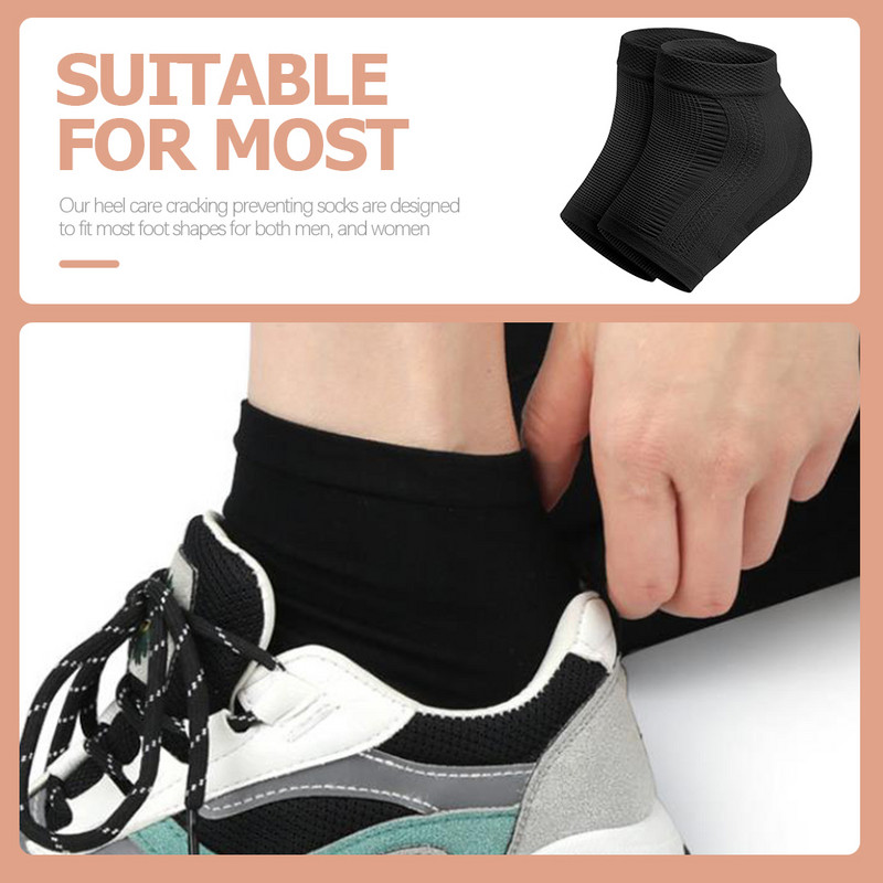 2 ζεύγη κάλτσες φτέρνας Προστατευτικό ποδιών επαναχρησιμοποιούμενες κάλτσες Επιδιόρθωση σκασίματος Αποφυγή τζελ Πλενόμενο μανίκι Καλύμματα μανικιών Miss