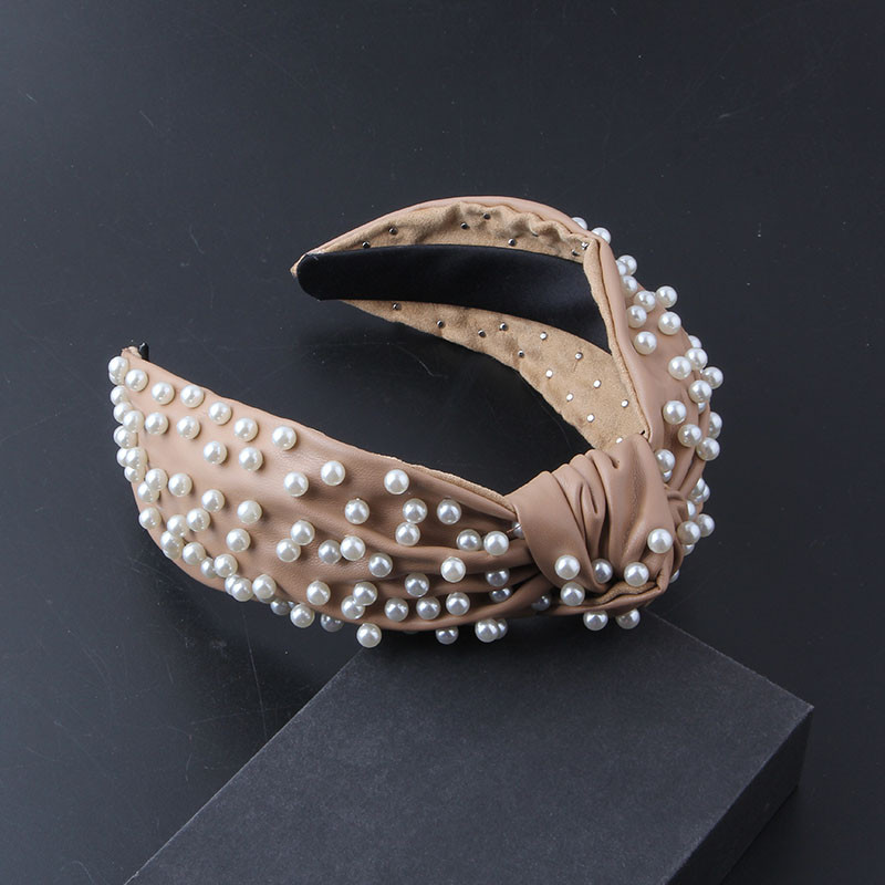 Κομμωτή Νέα Μόδα Φαρδύ γείσο Δερμάτινο Πέρλα Κρίκος Μαλλιά Γυναικεία Ιδιοσυγκρασία Μπάλα Casual Αξεσουάρ Μαλλιά Κεφαλή 906