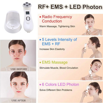 Мезотерапия за лице Електропорация RF радиочестота LED фотон Лифтинг за лице Стягане Премахване на бръчки Грижа за кожата Масажор за лице