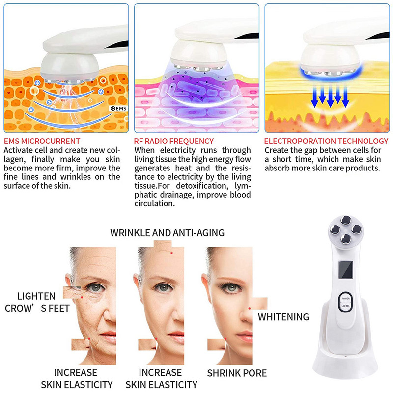 Veido mezoterapija elektroporacija RF radijo dažnio LED fotonų veido pakėlimas sugriežtinti raukšles šalinimas odos priežiūra veido masažuoklis