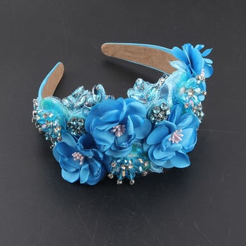 Барокови луксозни лъскави кристални перлени цветя, лента за глава, цветни аксесоари за коса за дамска модерна парти сватба400