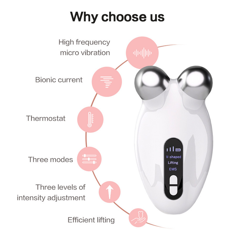 EMS Facial Massager Roller Microcurrent Face Lifting Machine V-Face Roller Massager Подмладяване на кожата Устройство за красота против бръчки