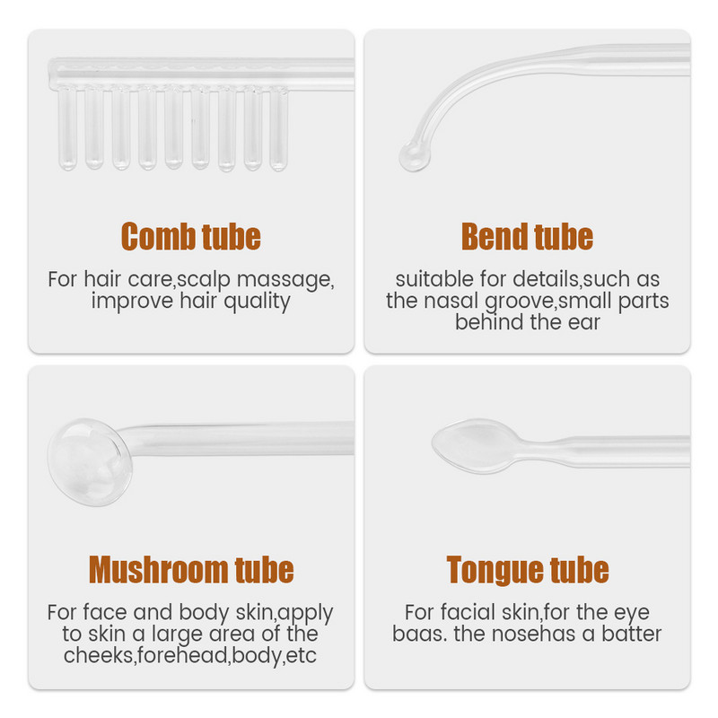 4 σε 1 Μηχάνημα προσώπου υψηλής συχνότητας Ραβδί Ηλεκτροθεραπείας FUSION Ράβδοι νέον + αργόν Αφαιρέστε τις ρυτίδες Φλεγμονή Ακμή Περιποίηση δέρματος