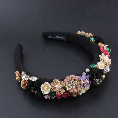 Pärlikangast lillekangast peapaelad Moodsad juukseaksessuaarid Trendipidu Rhinestone juuksepael Juuksepael Tüdrukute peakatted20