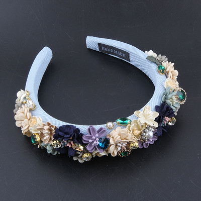 Pärlikangast lillekangast peapaelad Moodsad juukseaksessuaarid Trendipidu Rhinestone juuksepael Juuksepael Tüdrukute peakatted20