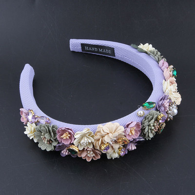 Pärlikangast lillekangast peapaelad Moodsad juukseaksessuaarid Trendipidu Rhinestone juuksepael Juuksepael Tüdrukute peakatted20