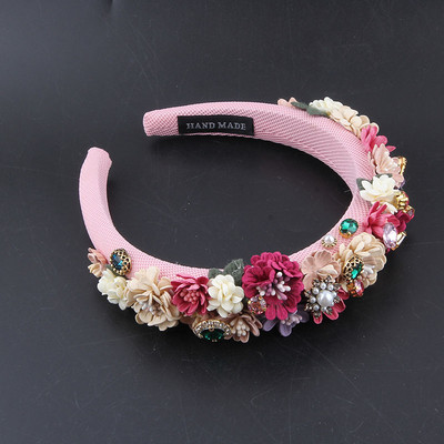 Pärlikangast lillekangast peapaelad Moodsad juukseaksessuaarid Trendipidu Rhinestone juuksepael Juuksepael Tüdrukute peakatted20