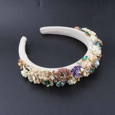 Pärlikangast lillekangast peapaelad Moodsad juukseaksessuaarid Trendipidu Rhinestone juuksepael Juuksepael Tüdrukute peakatted20