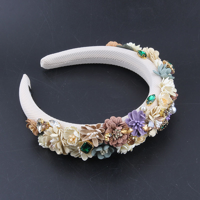 Pärlikangast lillekangast peapaelad Moodsad juukseaksessuaarid Trendipidu Rhinestone juuksepael Juuksepael Tüdrukute peakatted20