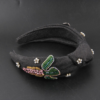 Prabangus Bohemia Cowboy Knot Crystal Bear plaukų juostelė Prabangus Kalnų krištolas Diamante galvos juosta Vakarėliui Moteriški plaukų aksesuarai 42
