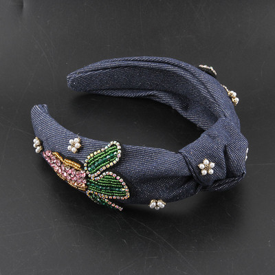 Prabangus Bohemia Cowboy Knot Crystal Bear plaukų juostelė Prabangus Kalnų krištolas Diamante galvos juosta Vakarėliui Moteriški plaukų aksesuarai 42