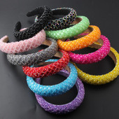 Uus läikiv täiskivist peapael Moodne naiste peapael elastne polsterdatud juuksepael Läikiv juuksepael Naiste peakatted 884