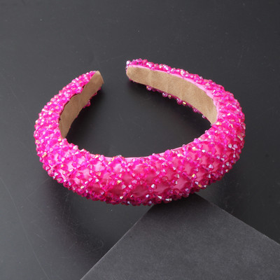 Uus läikiv täiskivist peapael Moodne naiste peapael elastne polsterdatud juuksepael Läikiv juuksepael Naiste peakatted 884