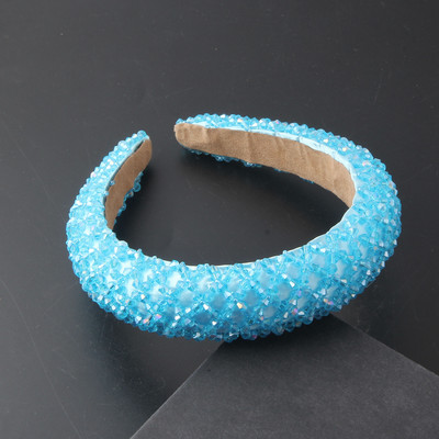 Uus läikiv täiskivist peapael Moodne naiste peapael elastne polsterdatud juuksepael Läikiv juuksepael Naiste peakatted 884