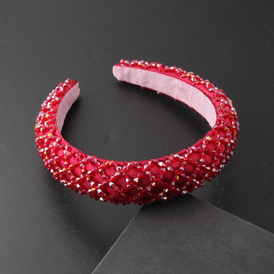 Uus läikiv täiskivist peapael Moodne naiste peapael elastne polsterdatud juuksepael Läikiv juuksepael Naiste peakatted 884