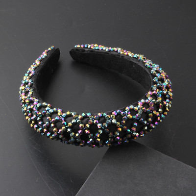 Uus läikiv täiskivist peapael Moodne naiste peapael elastne polsterdatud juuksepael Läikiv juuksepael Naiste peakatted 884