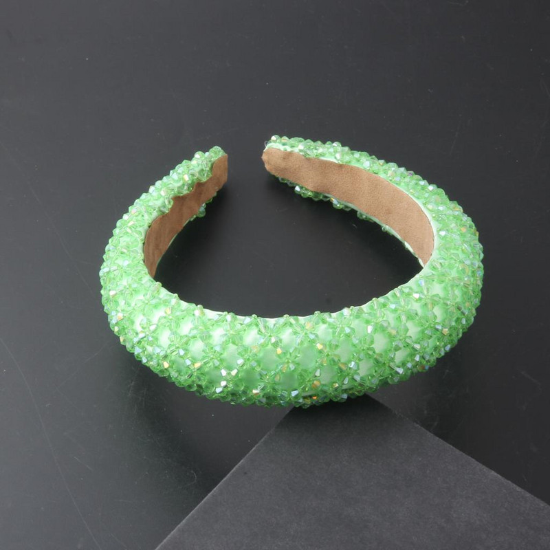 Uus läikiv täiskivist peapael Moodne naiste peapael elastne polsterdatud juuksepael Läikiv juuksepael Naiste peakatted 884