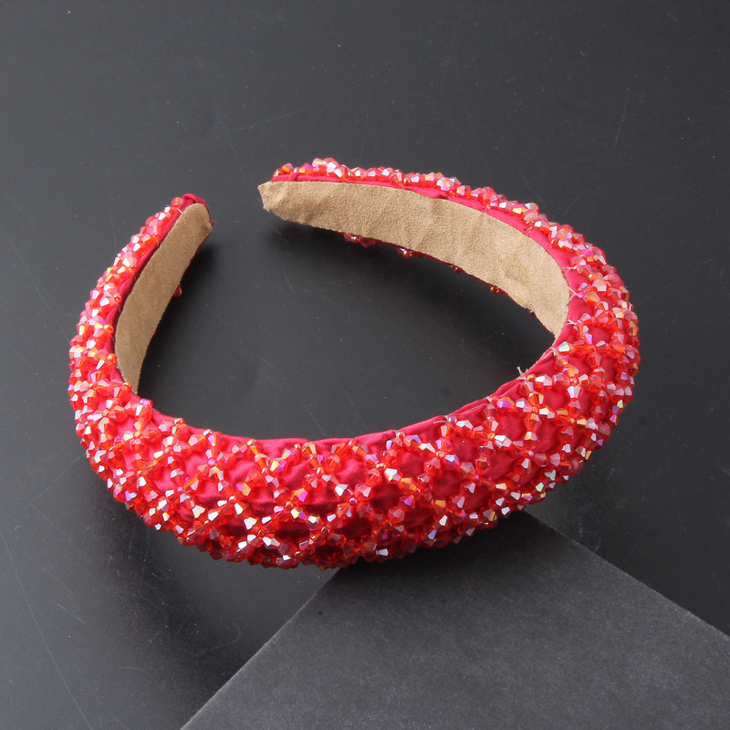 Uus läikiv täiskivist peapael Moodne naiste peapael elastne polsterdatud juuksepael Läikiv juuksepael Naiste peakatted 884