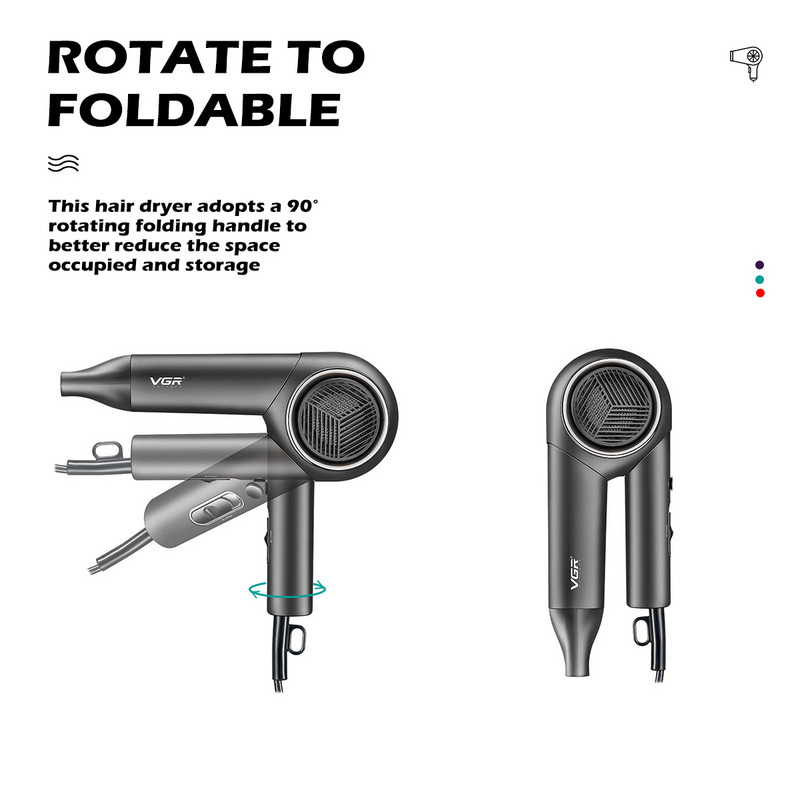 VGR sušilo za kosu Prijenosno sušilo za kosu Sklopivo sušilo za kosu Jak vjetar koji suši Anion za kućanstvo Alat za oblikovanje kose V-420
