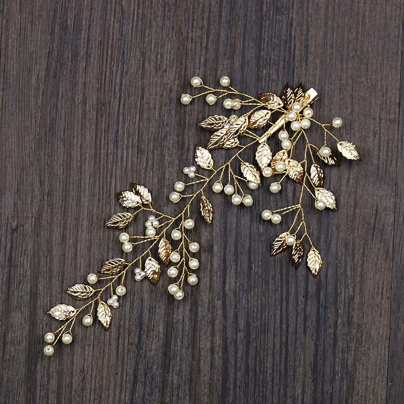 Vintage Golden Leaf esküvői hajcsatoló fejpánt fotó kellékek fotóruhákként esküvői bulikra