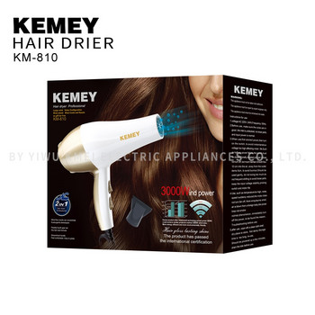 Ηλεκτρικό Στεγνωτήρα Μαλλιών Επαγγελματικό Σαλόνι KEMEY Km-810 Γυναικείο Ταξίδι Επαναφορτιζόμενο Σαλόνι Στεγνωτήρας Μαλλιών