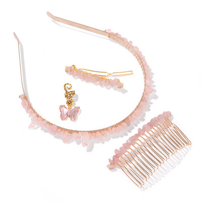 Värsked rohelised aventuriinid Juukseaksessuaarid Looduslikust kivist Roos Kvartsid Soeng Juuksenõel Juukserõngas Juuksekammid Juuksepatsid Tüdrukutele Kingitus