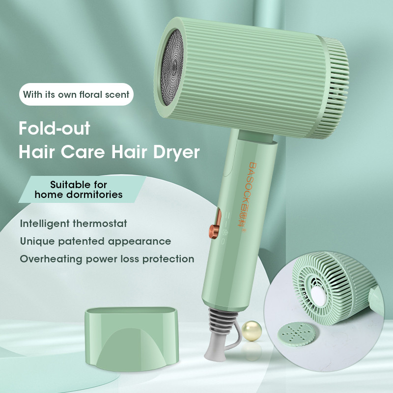 Kaasaskantav kokkupandav föön 57° püsiva temperatuuriga juuksehooldus viirukitablettidega Madala müratasemega ja kiiresti kuivav kodureis