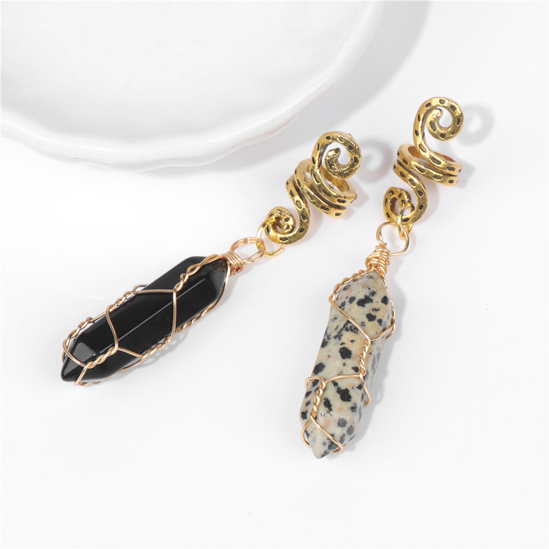 Juuksepunutis Kuusnurkne sammas helmed klambrid naturaalsest kristallist kivist amuletid juuksepunutised helmed klambrid naiste punumine juuksenõelad tarvikud