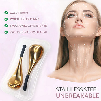 Ice Globes for Face 2 τμχ Πολυτελές ροζ χρυσό Cryo Sticks Face Roller Cold & Heat Relief Beauty Facial Massage Tools Δώρο γενεθλίων