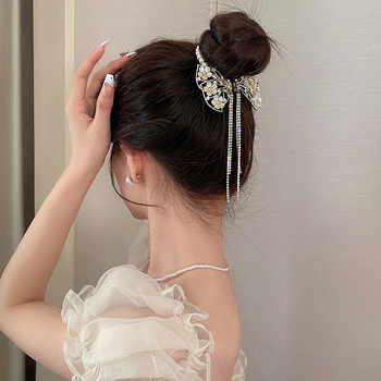 Серия Sen Xianmei перлен кристал с пискюл, висока топка, катарама за коса, щипка за коса, романтична камбана, орхидея, шапка, закопчалка за коса