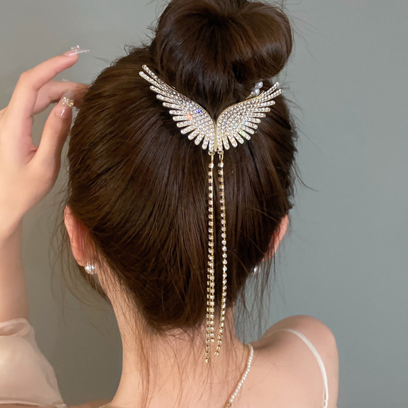 Ingli tiivad Võrk Punane Tutt Pärl Vesi Teemant Hobuse Saba Lukk Juukserõngas Pall Juukseklamber Fikseeritud Artefakt Juuksekaart Peakatted