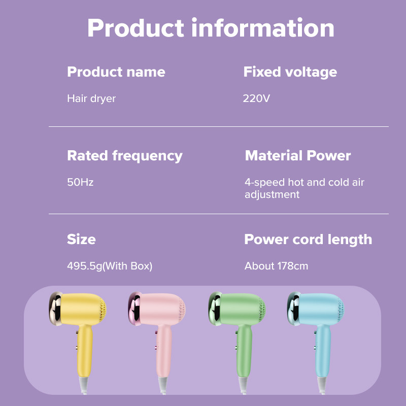 Kuum müük majapidamises kasutatava negatiivse iooniga elektrifööniga reisimiseks kaasaskantav anioonföön Blue Light juuksehooldus kiirkuivamine