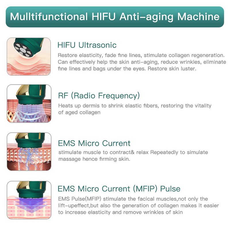 Mini Hifu 3. näo raadiosageduslik masseerija EMS PULSE näo kortsudevastane nahka pinguldav kõrgsageduslik nägu tõstev ilumasin