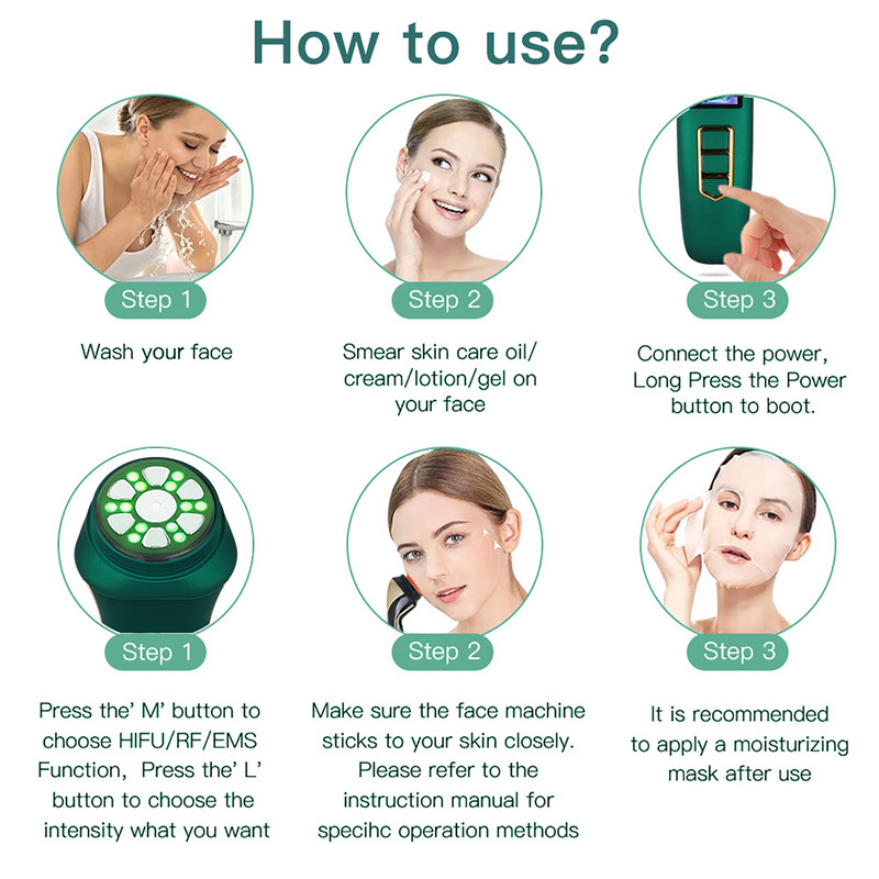 Mini Hifu 3. näo raadiosageduslik masseerija EMS PULSE näo kortsudevastane nahka pinguldav kõrgsageduslik nägu tõstev ilumasin