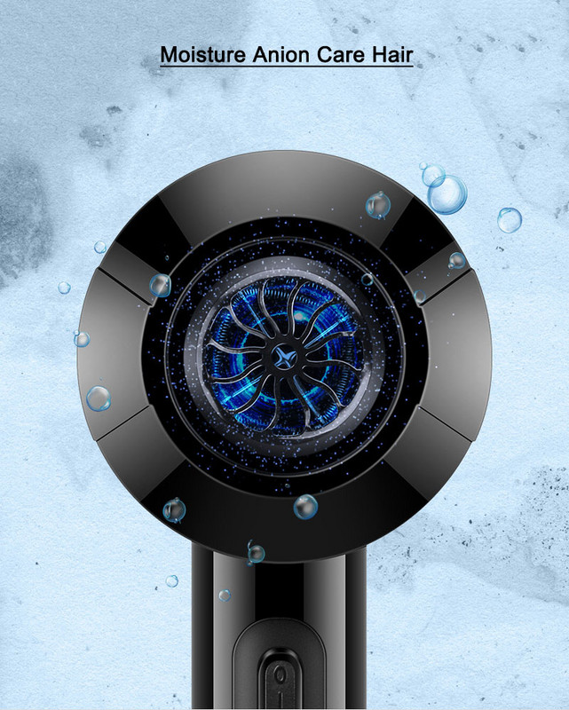 2000 W võimsusega föön Professionaalne negatiivse iooniga föön Kuuma ja külma tuulega Kokkupandava käepidemega föön 220 V mustale