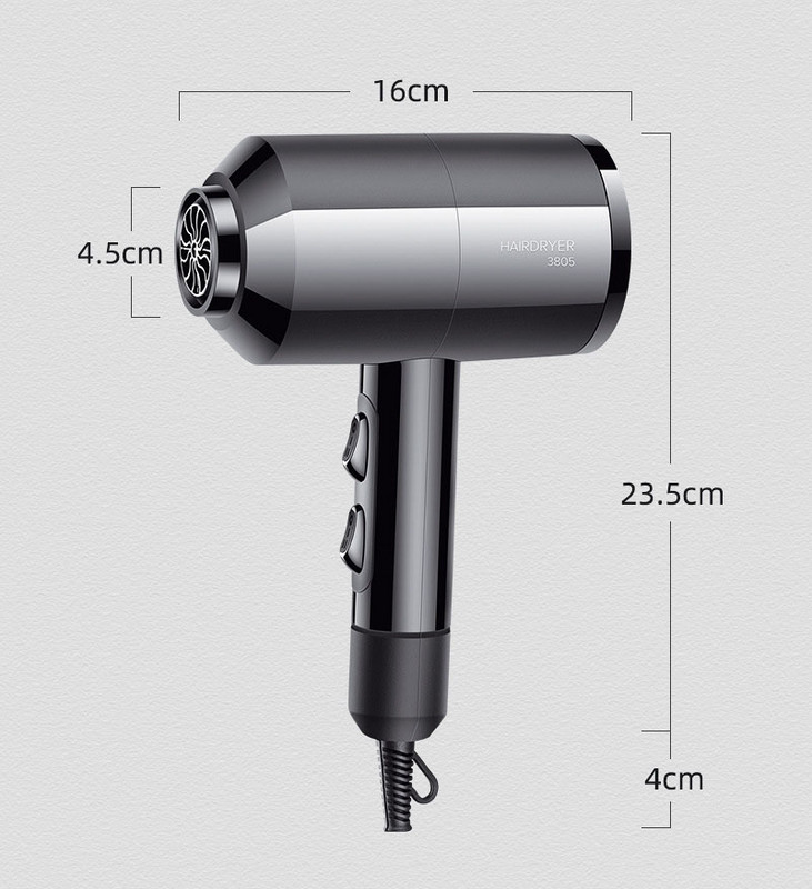 2000 W võimsusega föön Professionaalne negatiivse iooniga föön Kuuma ja külma tuulega Kokkupandava käepidemega föön 220 V mustale