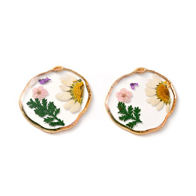 2 tk vesipiiska pressitud looduslik karikakra kuivatatud õie kroonlehtede vaigud nartsisside hibiskiõie lehtede ripats ehete valmistamiseks