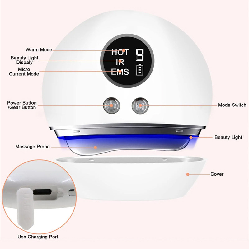 Mikrovoolu näomasseerija vibratsiooniga kuum kompress näo tõstmine vananemisvastane kortse nahka pinguldav Gua Sha kraapiv massaažitööriist