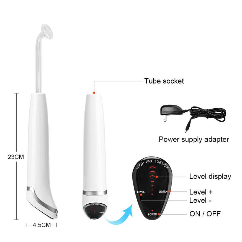 4-in 1 kõrgsageduslik elektroodide võlukepp Neoonelektroteraapia klaastoru nahka pinguldav aknelaikude kortsude eemaldaja näoteraapia võlukepp