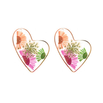 2Pc Creative Plated Fresh Real Dried Flower Resin Charms Daisy Hibiscus Petal Blossm Епоксидна висулка за изработка на бижута Обица