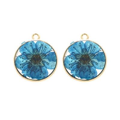 2Pcs Okrugli prešani ravni emajl Svježi pravi osušeni cvjetni privjesci od smole Tratinčica Privjesci s laticama hibiskusa za izradu nakita Naušnice