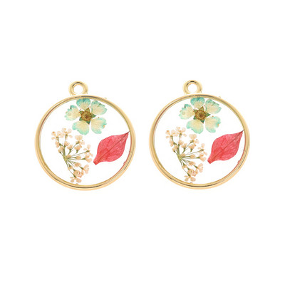 2Pcs Okrugli prešani ravni emajl Svježi pravi osušeni cvjetni privjesci od smole Tratinčica Privjesci s laticama hibiskusa za izradu nakita Naušnice