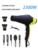 Fekete ionos hajszárító fúvókával Hajfésű fésű Szuper Erős Anion 2300W Professzionális fodrászfelszerelés Styling Tools